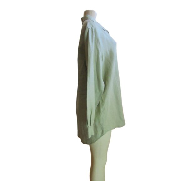 Liz Claiborne Green Linen Tunic Style Button Down Shirt in Size M - Picture 6 of 9